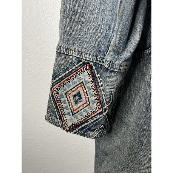 Midnight Velvet Embellished Aztec Cowgirl Core Denim Jacket Sz XXL Southwestern - Picture 2 of 7